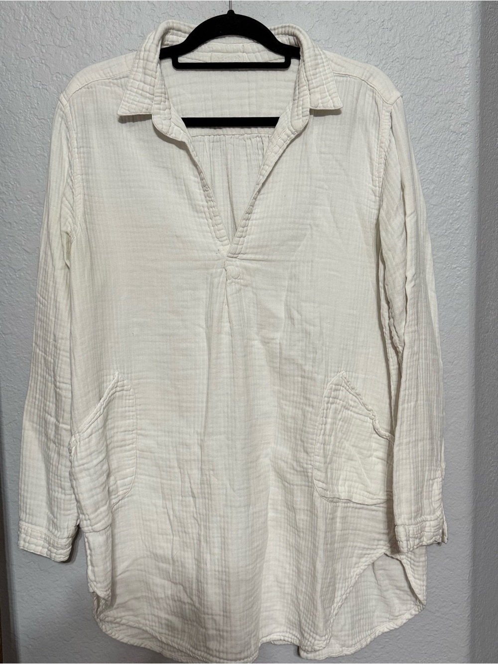CP Shades Off-White Gauze Pullover Tunic with Collar
